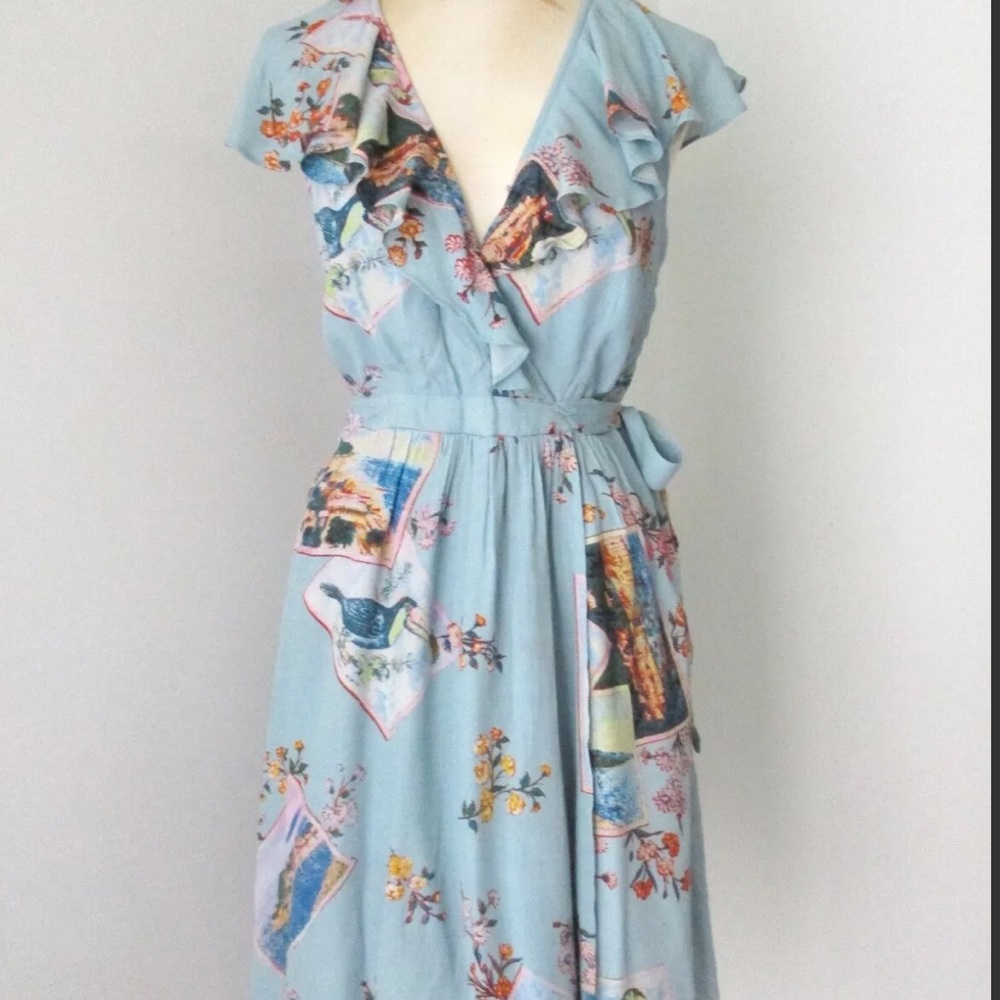 Anthropologie Maeve blue Rosalia dress